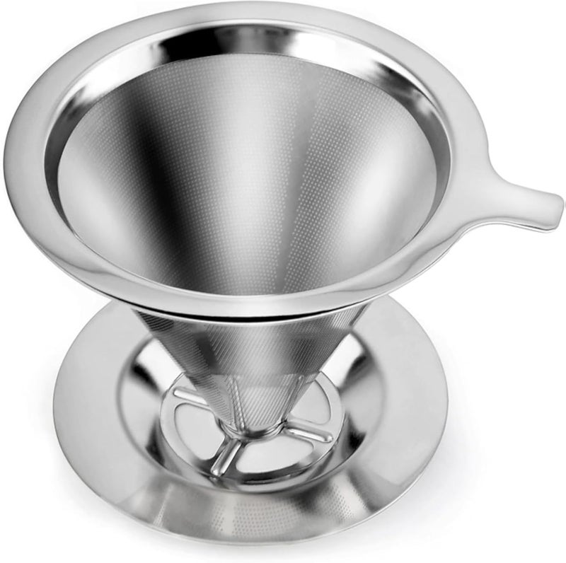 Stainless Steel Reusable Pour Over Coffee Filter, Paperless Drip Coffee Filter, Modern Single Cup Brew Coffee Maker